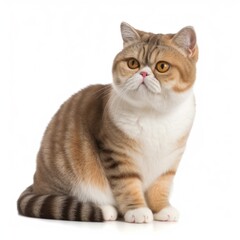 Obraz premium Cat Exotic Shorthair Mix on White Background ,Generative AI.