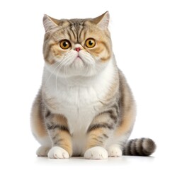  Cat Exotic Shorthair Mix on White Background ,Generative AI.