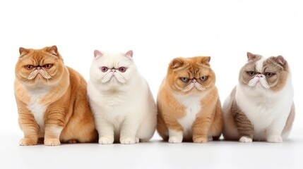  Cat Exotic Shorthair Mix on White Background ,Generative AI.