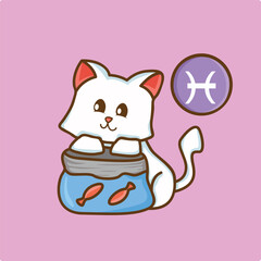 Cat Zodiac Pisces T-Shirt Design