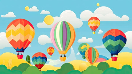 Fototapeta na wymiar Illustration of hot air balloon festival banner. Generative AI