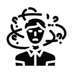 frustrated person stress headache glyph icon vector illustration