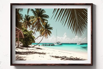 beach with palm trees Generative AI