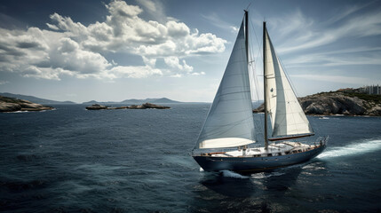 Fototapeta premium A sailboat at sea, generative AI