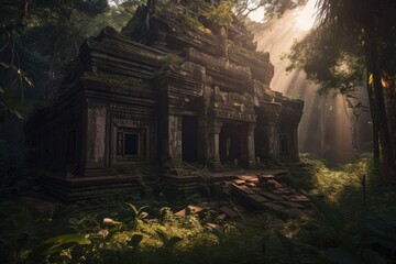 Fototapeta premium Illustration of the ruins of an old forgotten civilization - Created with Generative ai