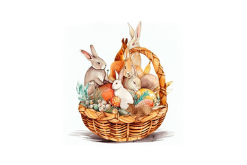 Cute easter bunny, beautiful colorful decorations, (generated ai)
