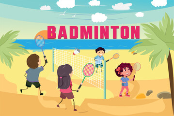 This is a full vector art design of a badminton banner, high resolution and fully editable