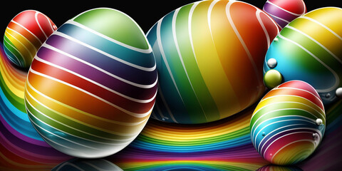 Colorful Easter Background with Rainbow-Colored Easter Eggs – Professional