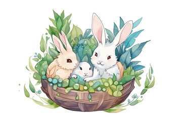 Cute easter bunny, beautiful colorful decorations, (generated ai)