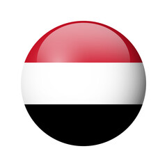 Yemen flag - glossy circle badge. Vector icon.