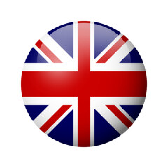 United Kingdom of Great Britain and Northern Ireland flag - glossy circle badge. Vector icon.