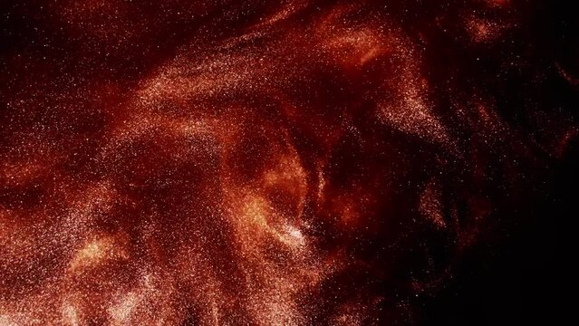 Abstract red bronze paint . Shooting on a black background. Burnished ink Bronze on Black