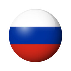 Russia flag - glossy circle badge. Vector icon.