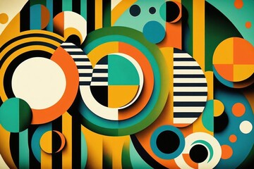 Abstract colourful background with circles. Geometrical design. Vector illustration.