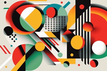 Abstract geometric background with circles, lines and dots. Vector illustration.