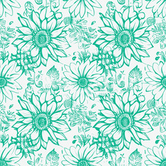 Abstract groovy elements in trendy psychedelic style seamless vector pattern. 70s, 80s, 90s vibes background