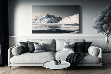 modern bright interiors apartment Living room mockup illustration. Generative Ai