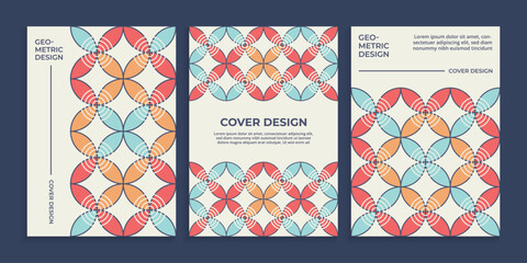 Retro cover book collection in geometric style