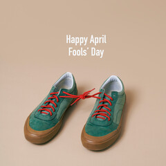 happy april fools day and shoelaces tied together