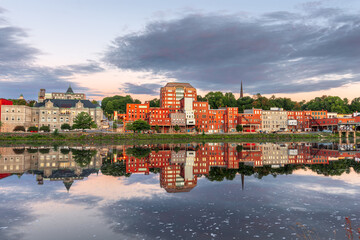 Augusta, Maine, USA downtown skyline on the Kennebec River