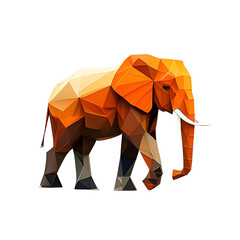 Elephant Design , Polygon Orange Elephant illustration drawing. isolated Background.