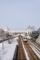 北海道の美瑛駅と列車