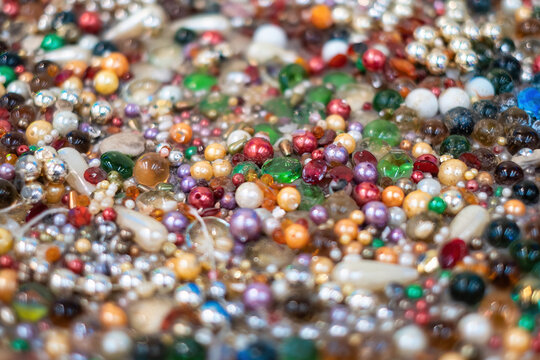 Colorful bead, pearl, diamond and gemstone ornament shiny