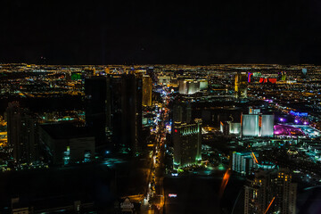 Fototapeta na wymiar night aerial view of the Las Vegas city