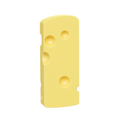 Cheese font I letter. Uppercase letter I. 3D render isolated on clean white background.