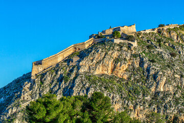 Fototapeta na wymiar View of Palamidi castle in Naflpion, Greece