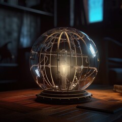 boule de cristal steampunk engrenage sphere