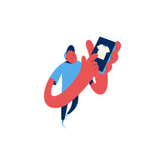 A man who is satisfied in online shopping