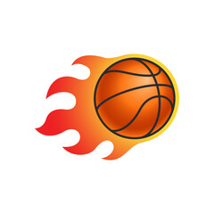 Fototapeta na wymiar Burning basketball ball graphic icon. Flying basketball ball sign isolated on white background. Vector illustration