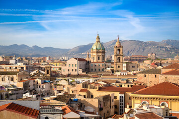 Fototapeta na wymiar Palermo, Sicily, Italy Town Skyline