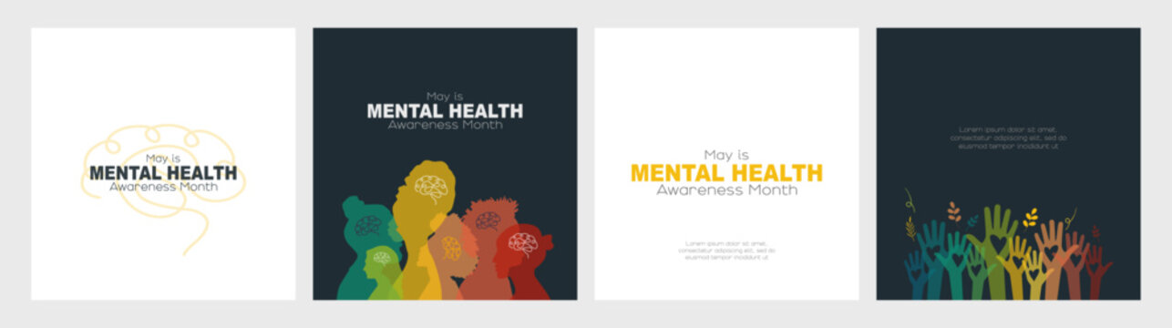 May is Mental Health Awareness Month card set.