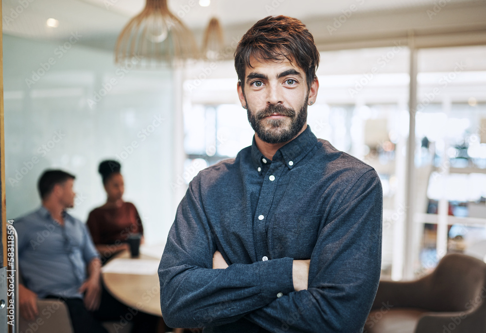 Aufkleber i know my worth and i will prove it. portrait of a young businessman standing in an office with his 