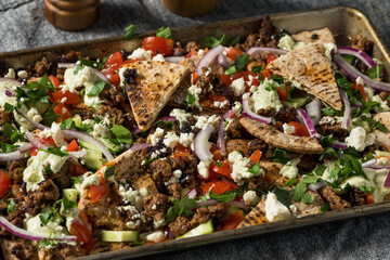Mediterranean Homemade Pita Nachos with Lamb