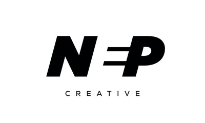 NEP letters negative space logo design. creative typography monogram vector	