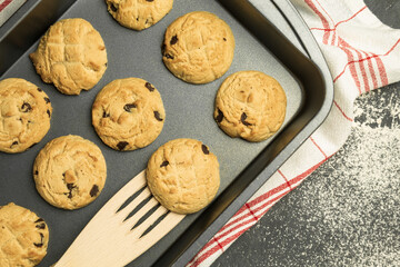 Freshly baked homemade cookies on a brazier