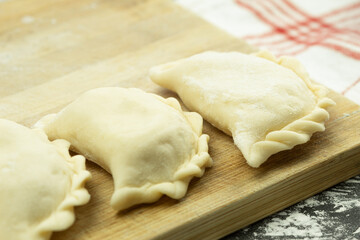 The process of making dumplings from dough