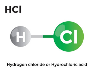 hydrochloric acid molecule, chemistry, vector illustration 