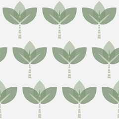 Stylized tulip flower seamless vector pattern background. Vintage green white flowers backdrop. Elegant art geometric botanical design. Decorative garden floral petal repeat all over print.