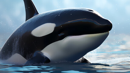 orca whale looks out of the water generative ai 