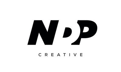 NDP letters negative space logo design. creative typography monogram vector	