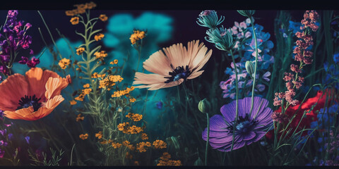 Nature's Delight: Spring Background Aesthetic with Wildflowers and Vibrant Colors
