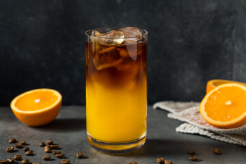 Cold Refreshing Orange Juice and Coffee Drink