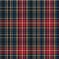 Black red blue plaid seamless pattern for fabric or wallpaper.Vector illustration.