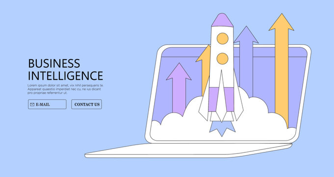 Business training online courses concept for web banner, infographics, advertisement. Character vector illustration. Business school study internet programs in management, entrepreneurship, analytics.