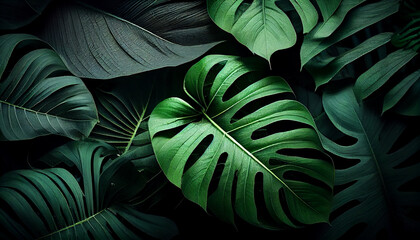 Fototapeta na wymiar Abstract green leafs nature background Ai generated image
