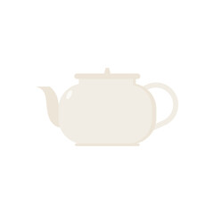 metal tea pot flat design vector illustration isolated on white background. Tea kettle vector. silver tea pot kitchen tableware